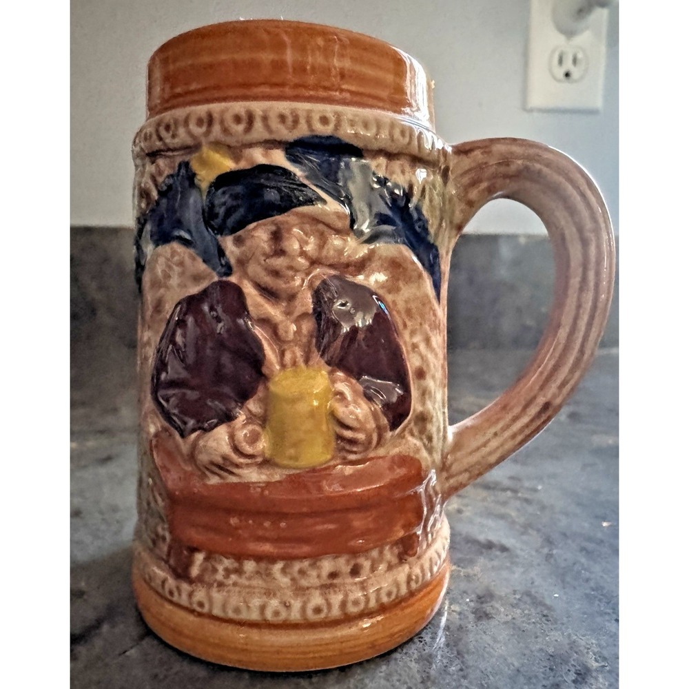 German Style Mini Beer Stein Castle Scene 3" Relief Ceramic Mug Japan